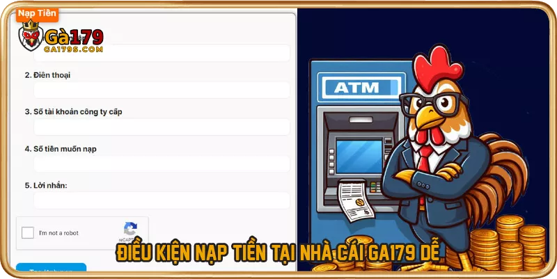 Điều kiện nạp tiền tại nhà cái GA179 dễ
